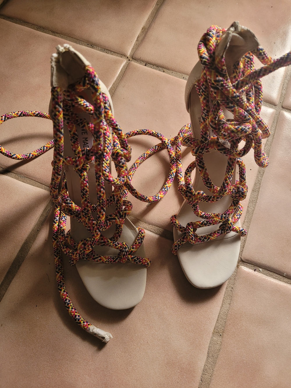 Lace-Up Multicolor Rope Gladiator Heels - Women